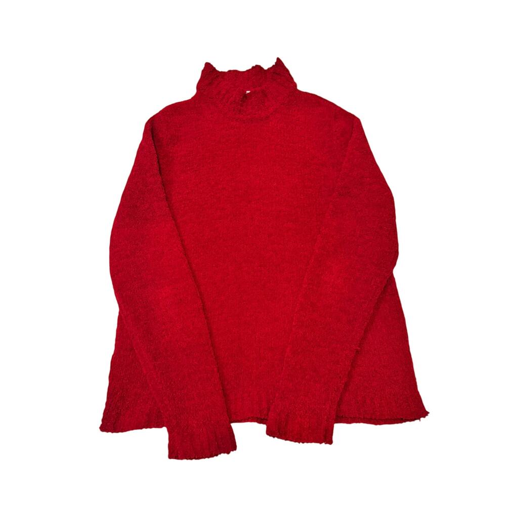 Jennifer Moore Women's Large Red Mock Neck Sweater Knit Pullover Long Sleeve